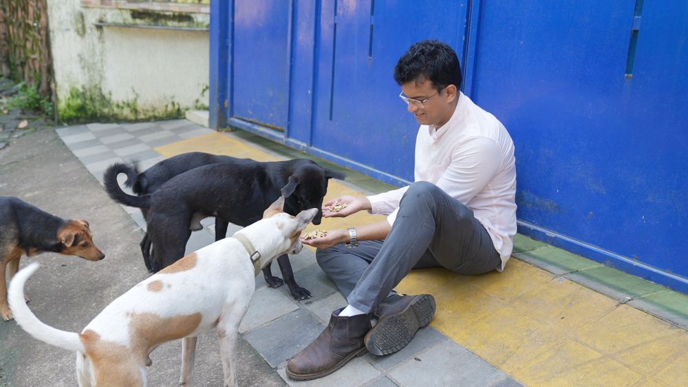 Ganesh Nayak, Founder of Animal Matter To Me, feeding street dogs